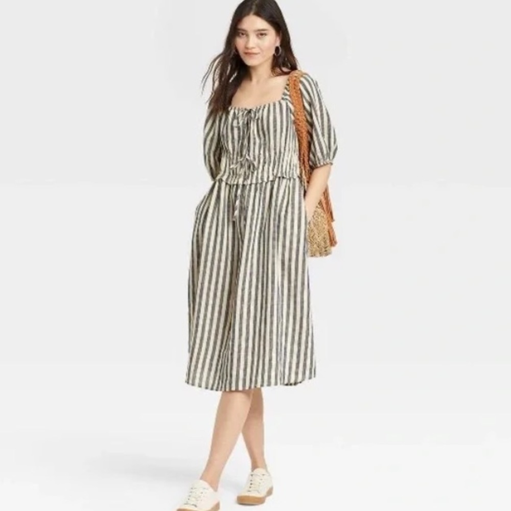 Puff Short Sleeve Dress - Universal Thread™ cream striped